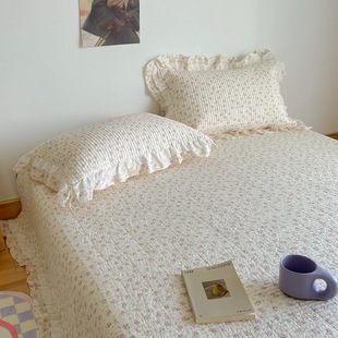 2︎024 New Pure Cotton Double-Layer Lace 40S Cotton I Korean Style Printed Bed Cover Machine Washable Thickeneded Quilted Bed Cover