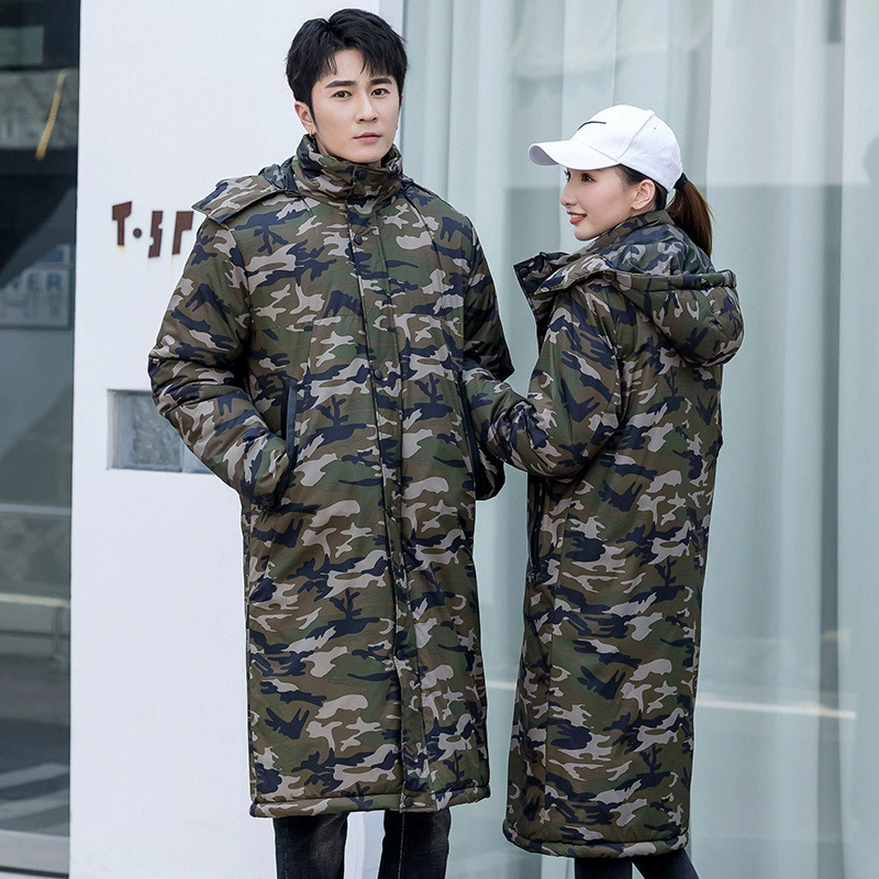 Китайская командная пуховая куртка с хлопковой подкладкой, мужская спортивная тренировочная одежда, камуфляжное Спортивное хлопковое пальто в стиле милитари, холодная охрана труда, морозостойкая одежда, Женская