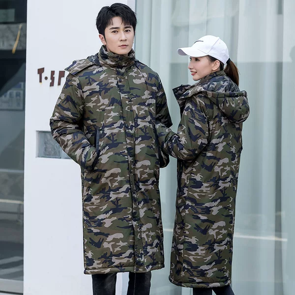 Chinese team down cotton-padded jacket men's sports training clothing camouflage sports Military cotton coat cold storage labor protection cold-resistant clothing women