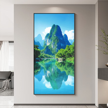 桂林山水风景画 画2025新款玄关装饰画 画现代简约客厅走廊过道竖