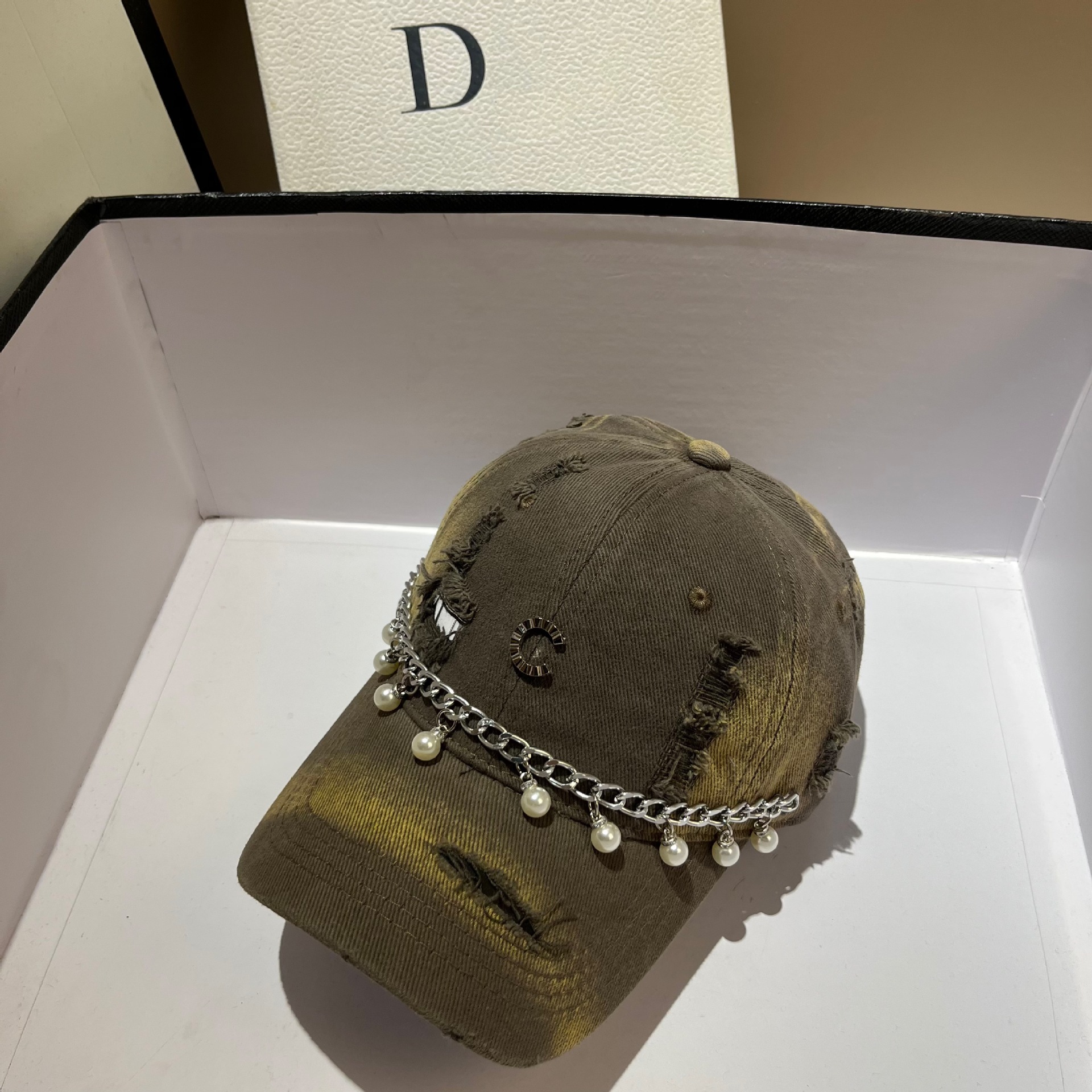 Κορεατική έκδοση σε μικρό άρωμα με γράμμα C, μαργαριτάρι, βουρτσισμένο βαμβάκι, μπέιζμπολ, φθινόπωρο, νέο στυλ, εξατομικευμένο_voghion.com