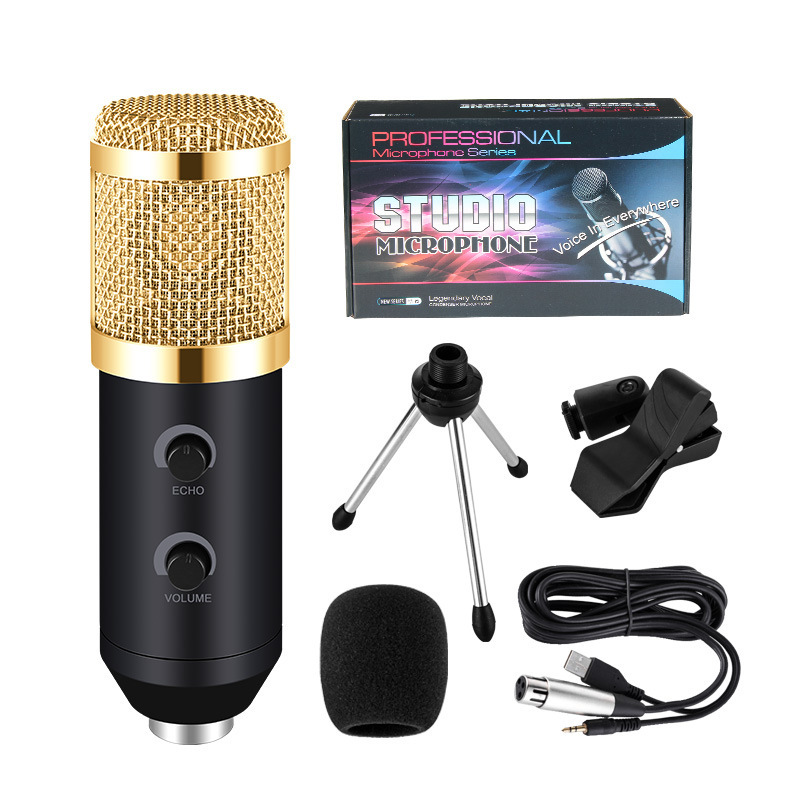 K Song Card Live Broadcast Mobile Phone Computer Condenser Microphone USB Built-In Reverb Wired Microphone Noise Reduction Wireless Portable