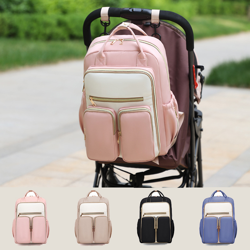 Cross-border large-capacity mommy bag, multi-functional storage maternity bag, water-repellent portable insulated double-shoulder mother and baby bag Item Picture