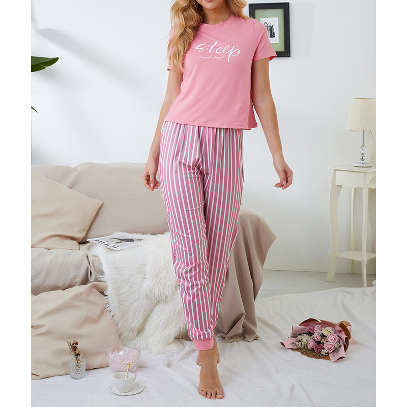 2023亚马逊秋季新款女式欧美居家服套装外贸pajamas