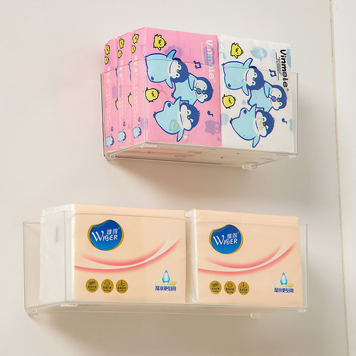 Entrance wall-mounted handkerchief paper storage box plastic transparent box desktop small bag tissue box storage and organization storage box