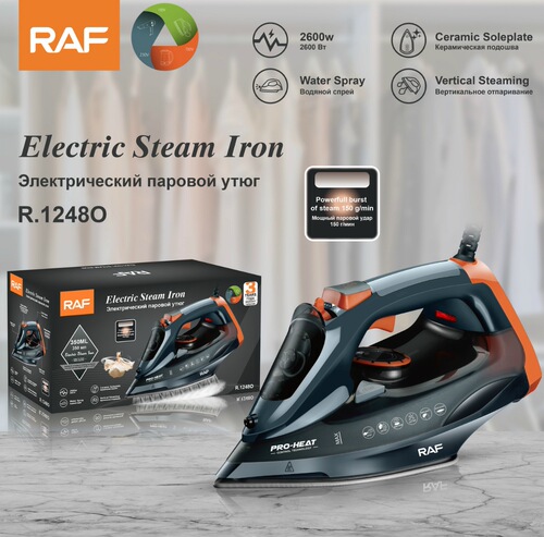 European standard export household portable handheld steam iron high power 2200W ceramic base plate electric iron