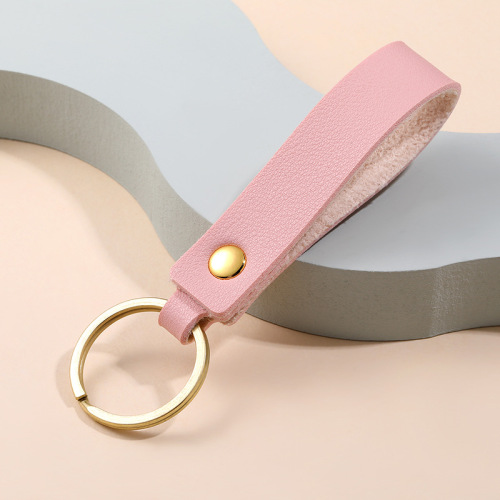 pu leather Korean version creative simple keychain metal pendant leather rope key pendant embossed ogo