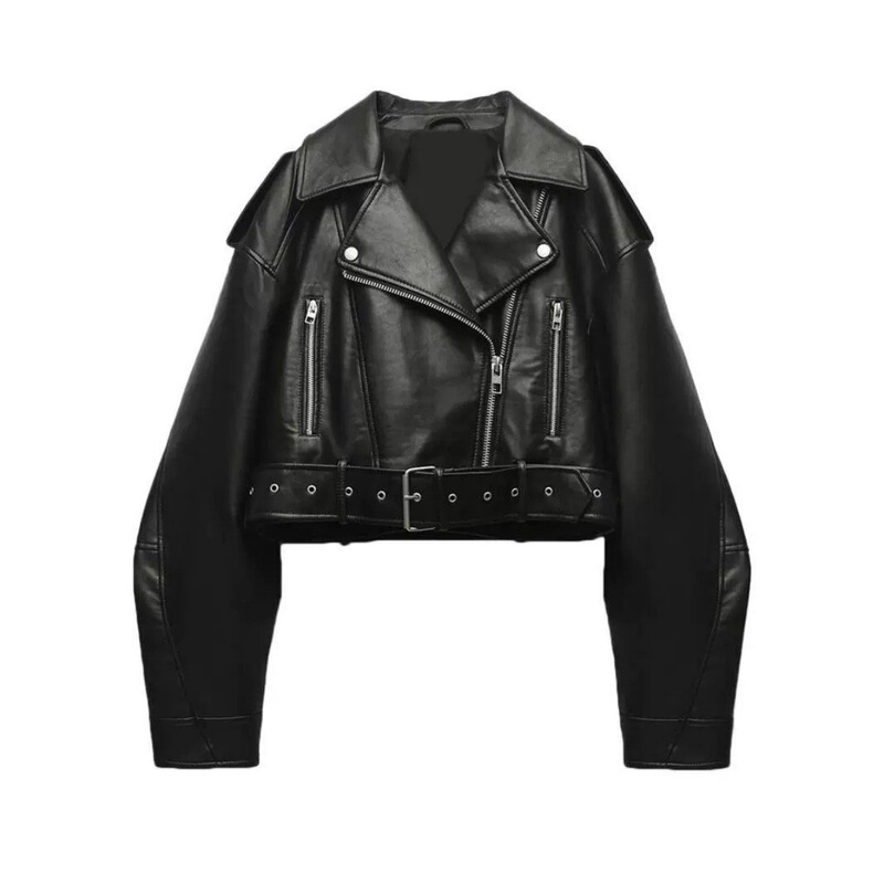 2025 European and American Cross-Border Amazon Popular Street Retro Lapel Loose Washed Imitation Leather Motorcycle Jacket Jacket