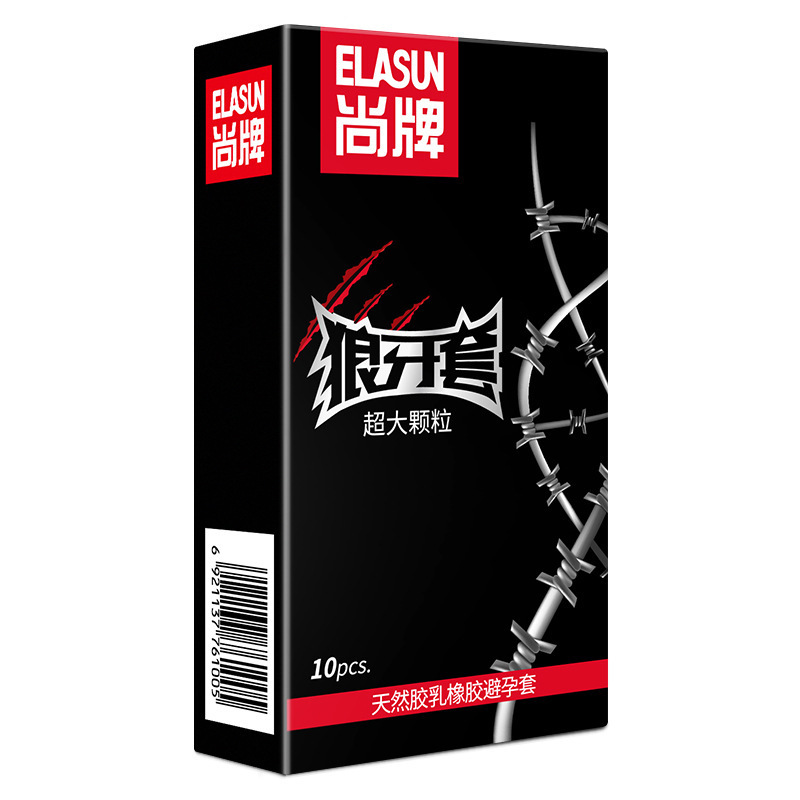 Shangbrand cubierta de dientes de lobo partículas súper grandes 10 Pack clímax masculino tardío condón ultrafino condón de ácido hialurónico