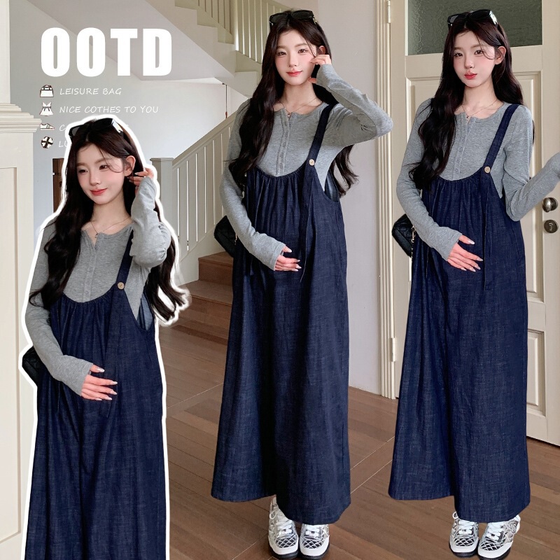 Maternity Wear 2026 Autumn New Knit Top + Versatile Lazy Style Overalls Two-Piece Maternity Set Maternity Wear 2026 Autumn New Knit Top + Versatile Lazy Style Overalls Two-Piece Maternity Set
