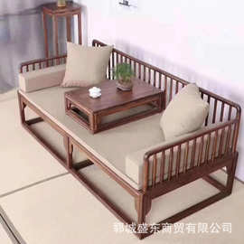 新中式老榆木罗汉床中式简约客厅单人沙发床卧室美人榻禅意罗汉床