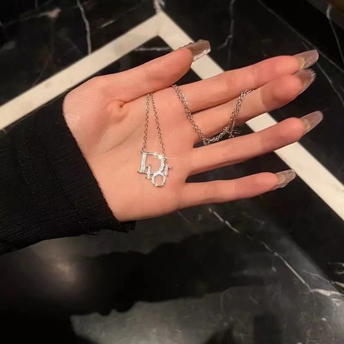 The Same Style Summer Light Luxury Full Diamond Micro-set Zirconium D Letter Necklace - A Super Ethereal Quality Necklace