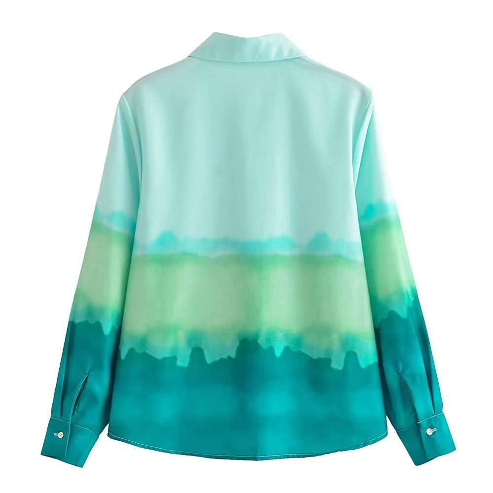 Tie Dye Gradient long sleeve lapel shirt NSAM136026