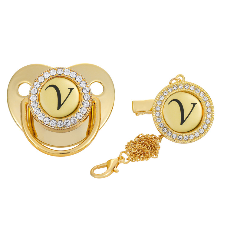 Venta caliente transfronteriza bebé destete chupete Diamante de alta calidad Golden Baby Point Diamond comodidad jugar boca