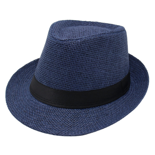 亚马逊绅士草帽夏威夷凉帽短檐春夏遮阳帽外贸丘吉尔爵士帽子男女