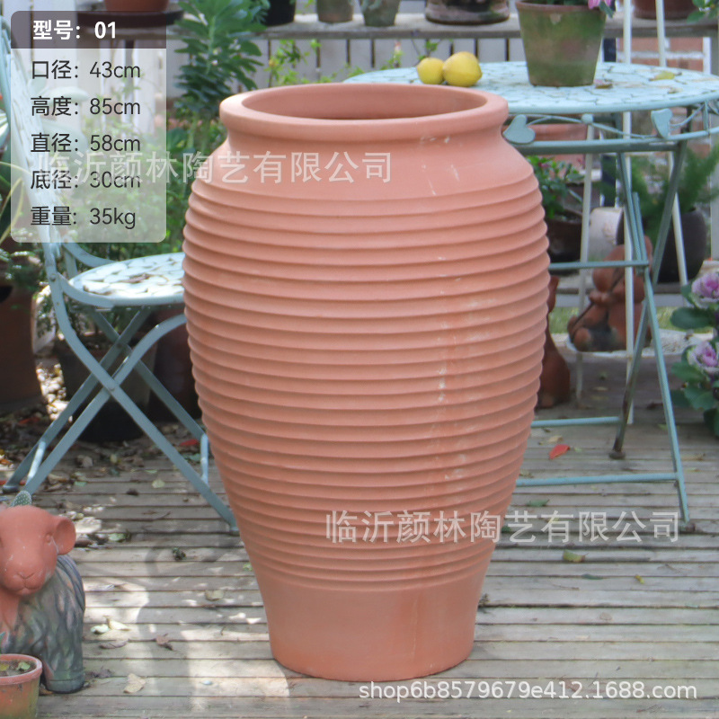 Pot de cerámica roja combinación de floración pot de cerámica gruesa paisaje pot de cerámica transpirable absorción de agua pot de cerámica roja jardín villa decoración pot de cerámica
