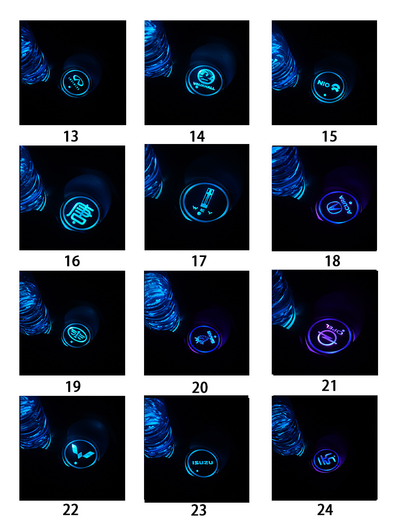 Car Luminous Water Cup Mat USB Charging Seven-Color Led Non-Slip Cup Mat Car Accessories Car Interior Atmosphere Light