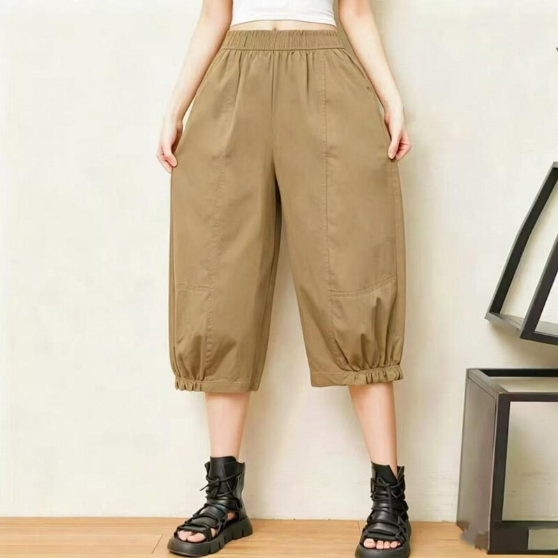 Summer Thin Cropped Pants for Women, Loose Shorts, Plus-Size Women's Pants, Elastic Waist Harem Casual Pants Summer Thin Cropped Pants for Women, Loose Shorts, Plus-Size Women's Pants, Elastic Waist Harem Casual Pants