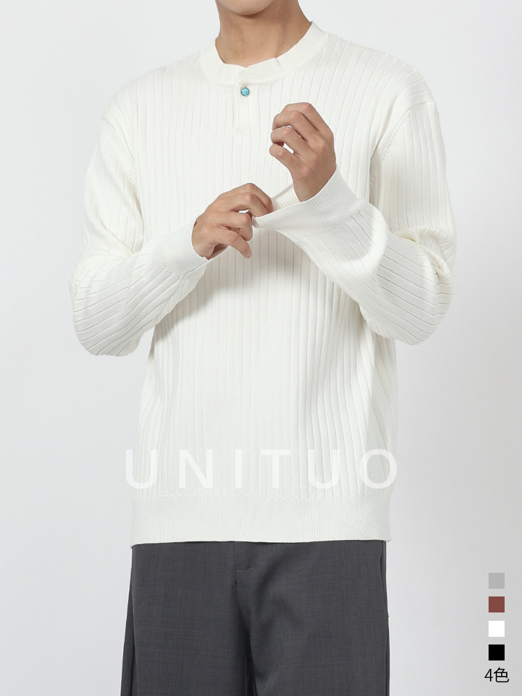 Lujo ligero nuevo estilo viejo estilo de dinero Henry cuello camiseta de punto hombre moda alta sensación polo camiseta camiseta superior camiseta para hombre