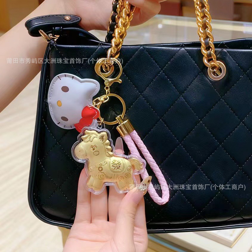 Año del Caballo de oro llavero de automóvil pequeño colgante 999 dinero de inmediato bolso llavero personalizado pequeño regalo