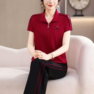 休闲运动套装女短袖长裤两件套时尚洋气中老年妈妈装冰丝透气衣服