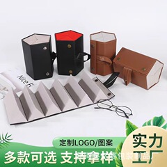 卸売 Duolian メガネケース PU 大容量手作りレザー折りたたみ収納ボックス吊り下げ可能なメガネ複数の支払い収納ボックス