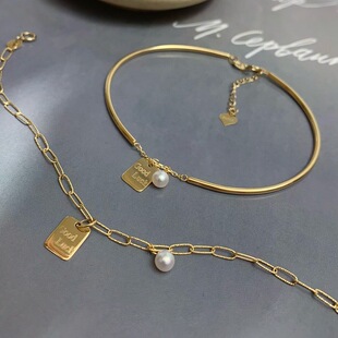 Shuibei 18K Gold Lucky Bracelet Au750 Real Gold Pearl Bracelet K Gold Bracelet Can Be Engraved for Free