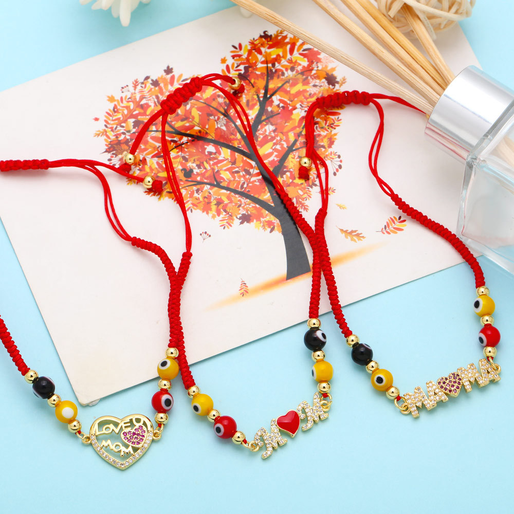 Fashion Letter Heart Shape Copper Inlay Zircon Bracelets 1 Piece