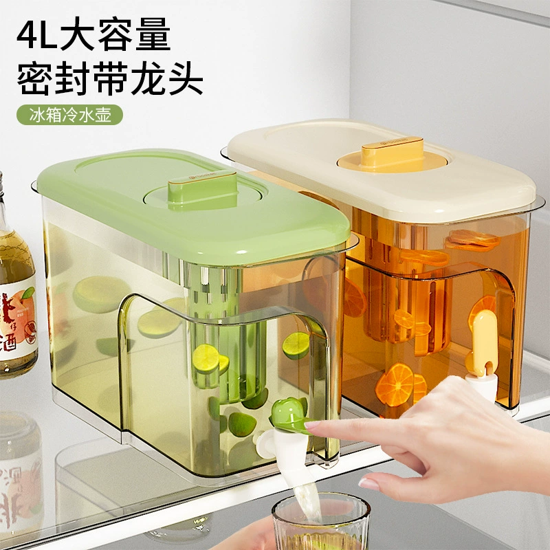 Чайник для холодной воды, бытовой резервуар для хранения воды, устойчивый к высоким температурам, чайник для холодного заваривания, большая емкость, бочка для сока, напитка с краном, чайник для холодной воды