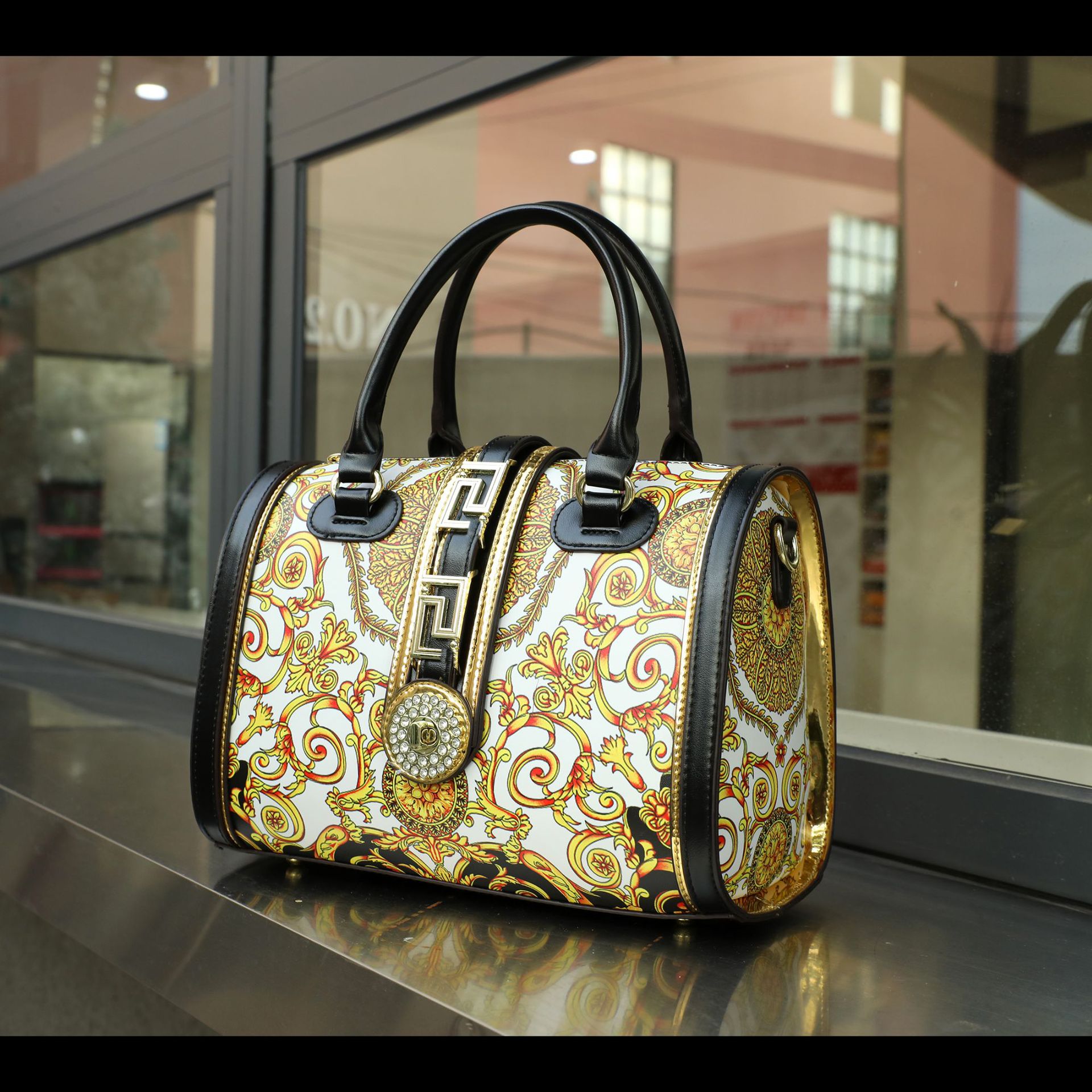 Bolso de Mujer Popular Transfronterizo Estampado, Bolso de Diseñador Texturizado, Bolso Tipo Almohada Laberinto, Bolso de Mano para Mujer