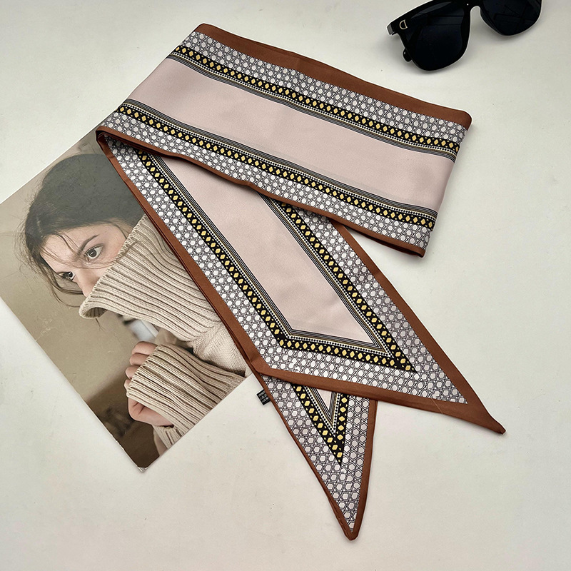 Bufandas de seda de ángulo oblicuo 2025 nuevo bufandas de diamante retrógrado decoración multifuncional de ángulo agudo moda bufandas largas correa de pelo