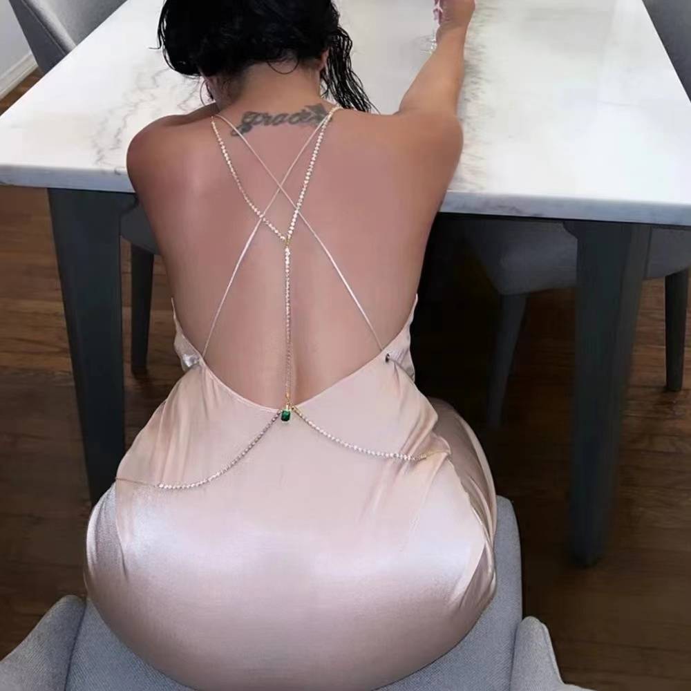 드레스 장식 백 체인