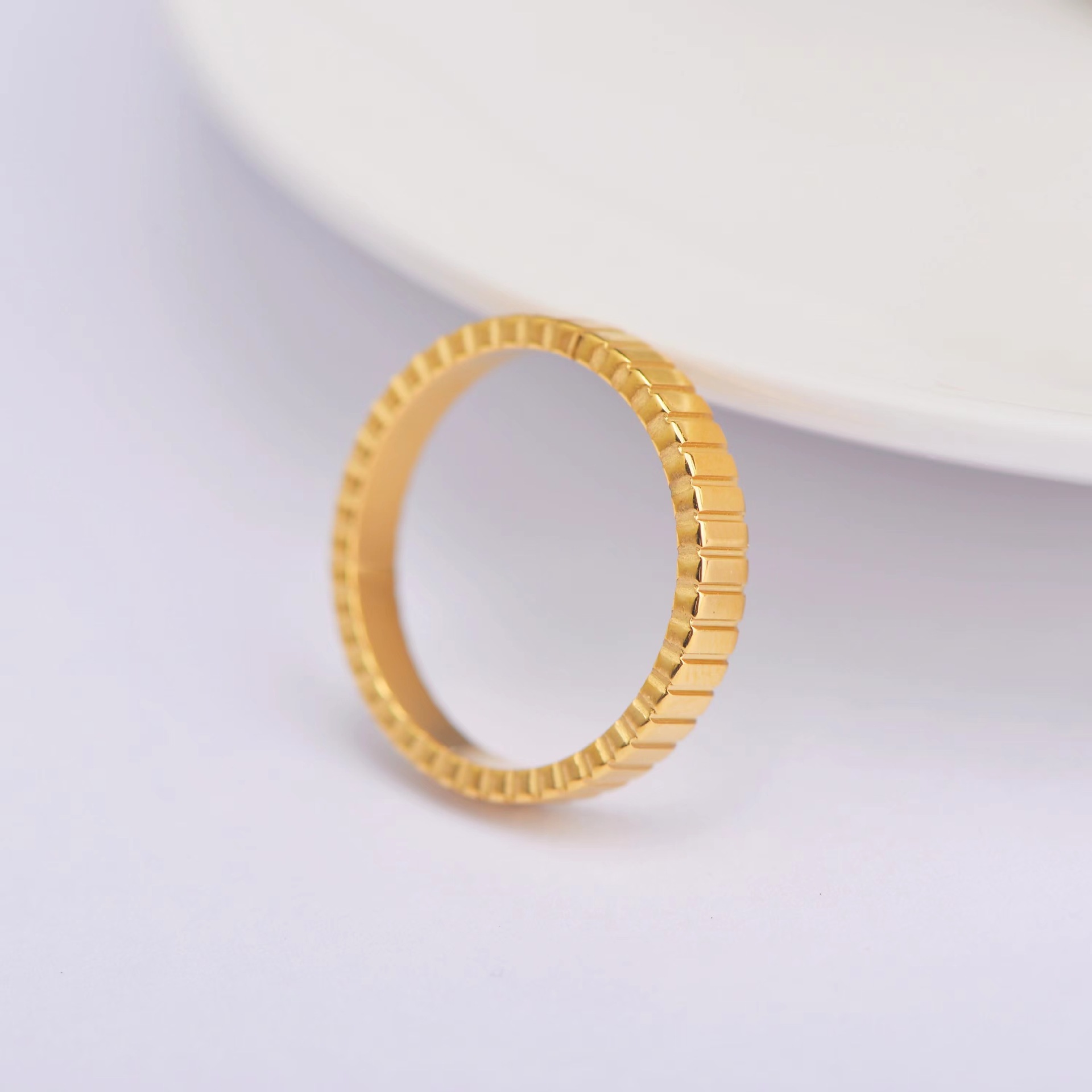 Geometric Pattern Women'S Gender PVD Coated Real Gold Plated 18K Gold Geometric Stainless Steel Simple Style Waterproof Non Tarnish Rings