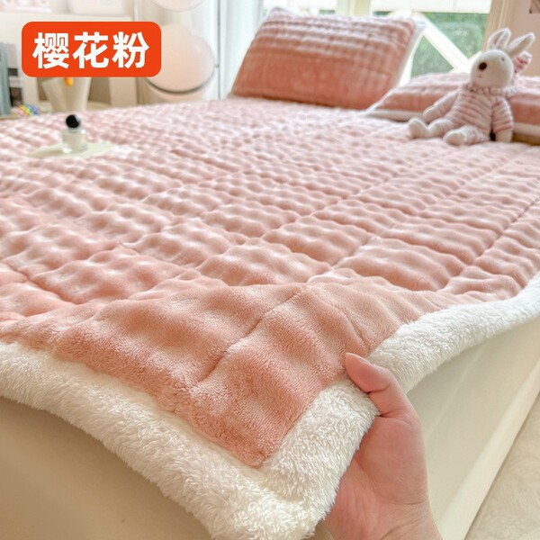 Winter Rabbit Hair Milk Velvet Mattress Home Bedroom Soft Cushion Thickened Warm Dormitory Students Cross-border Blanket Mattress