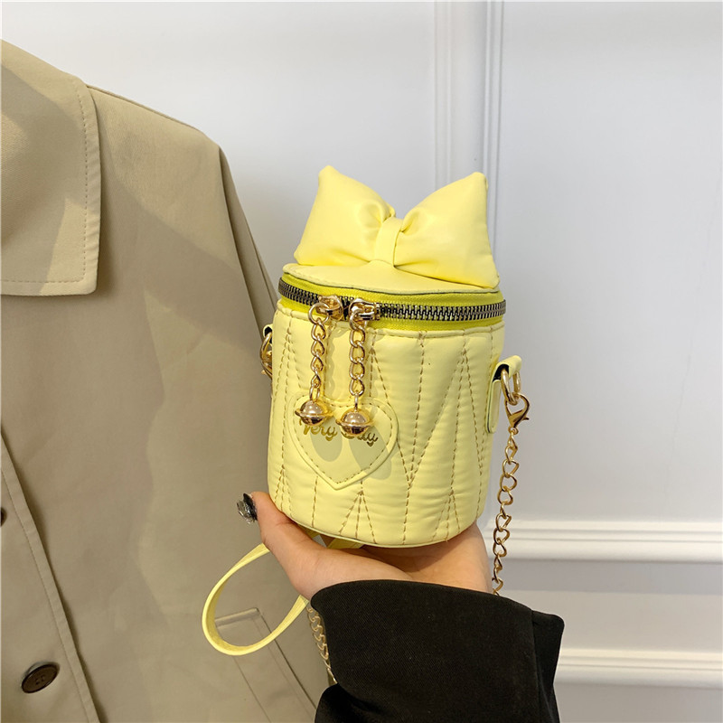 Coreano ins lindos bolsos de chicas 2024 nuevo arco cadena bolso de cubo de diamante estilo extranjero bolso de mochila