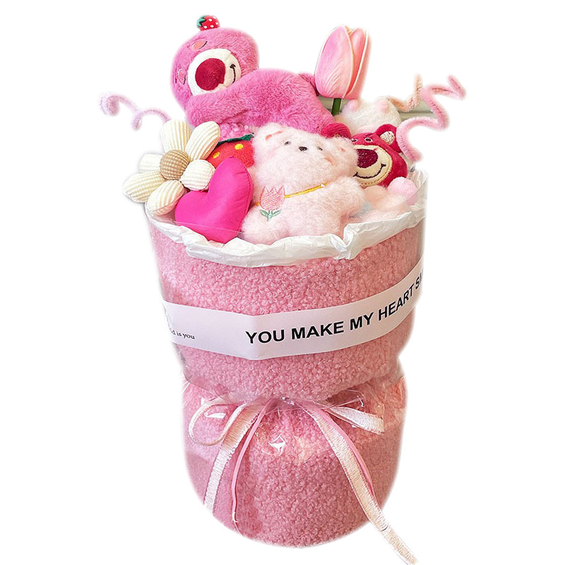 Envío de evento del Día de San Valentín chino, cumpleaños de niña, oso de fresa, casa de muñecas, ramo de muñecas, regalo de cumpleaños de mejor amigo