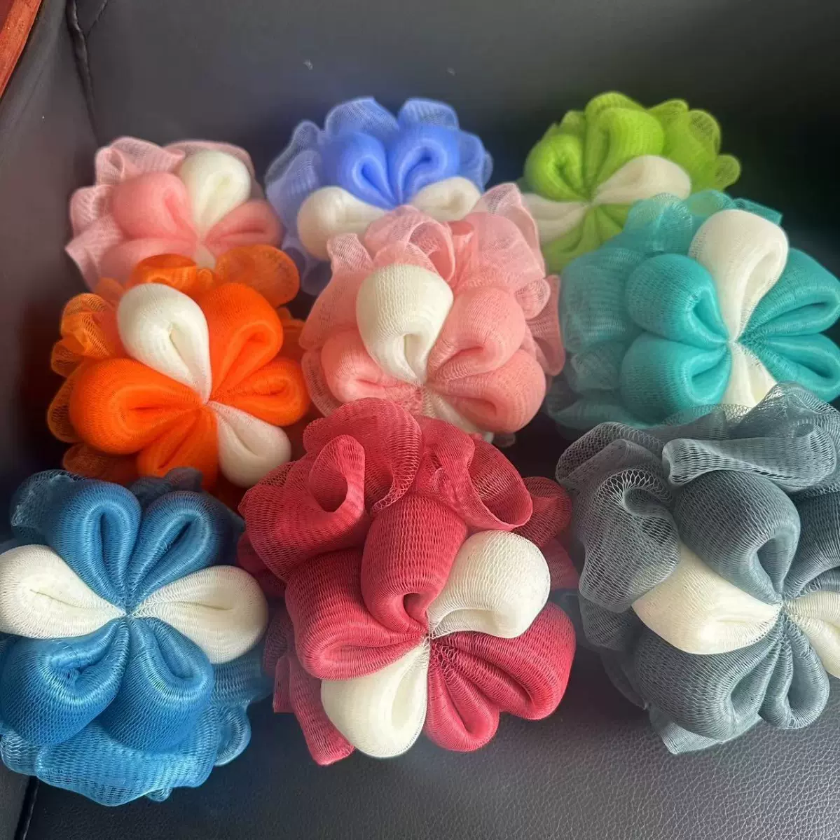 梅花沐浴球新梅花沐浴花起泡搓澡巾浴球浴花花掰搓澡球50克