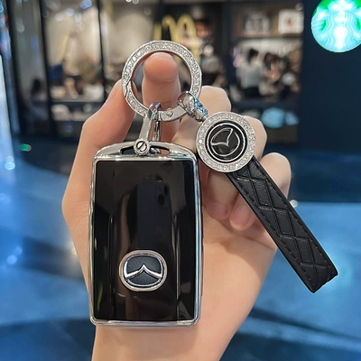 Protective Buckle Cx5/Cx-50 All-Inclusive – Car key bag - type-c-three-button-black-key-cover-diamond-ring-car-logo-leather-buckle