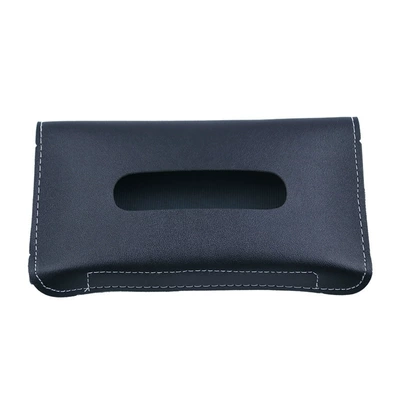 Cross-Border Car Tissue Box, Leather Car Sun Visor Hanging Tissue Box, Car Tissue Storage Bag, Interior Accessories (Car tissue box/set) - black-strappy-style