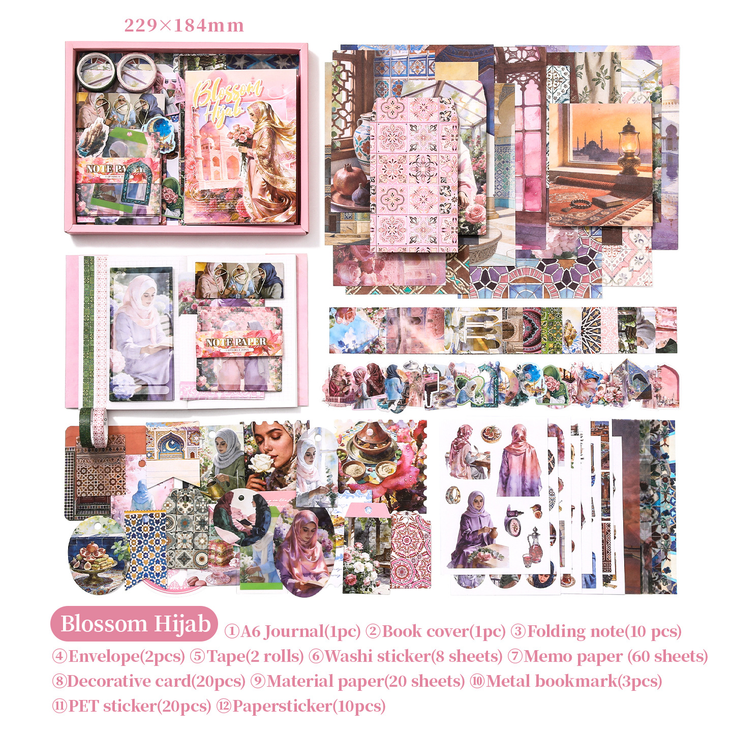 Core Mo Inglés edición europea y americana mariposa gráfica serie de cuaderno de mano material cuaderno de mano caja de regalo conjunto de cuaderno