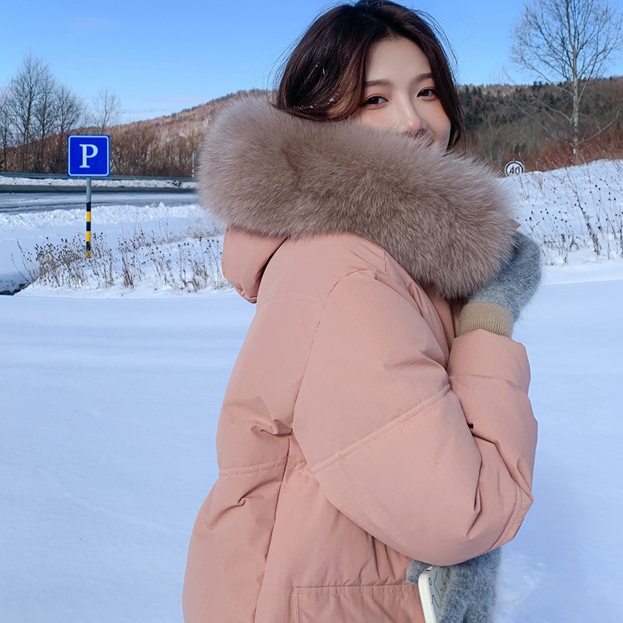 中长款羽绒服女2025年新款韩版加厚白鸭绒时尚设计感宽松冬季外套