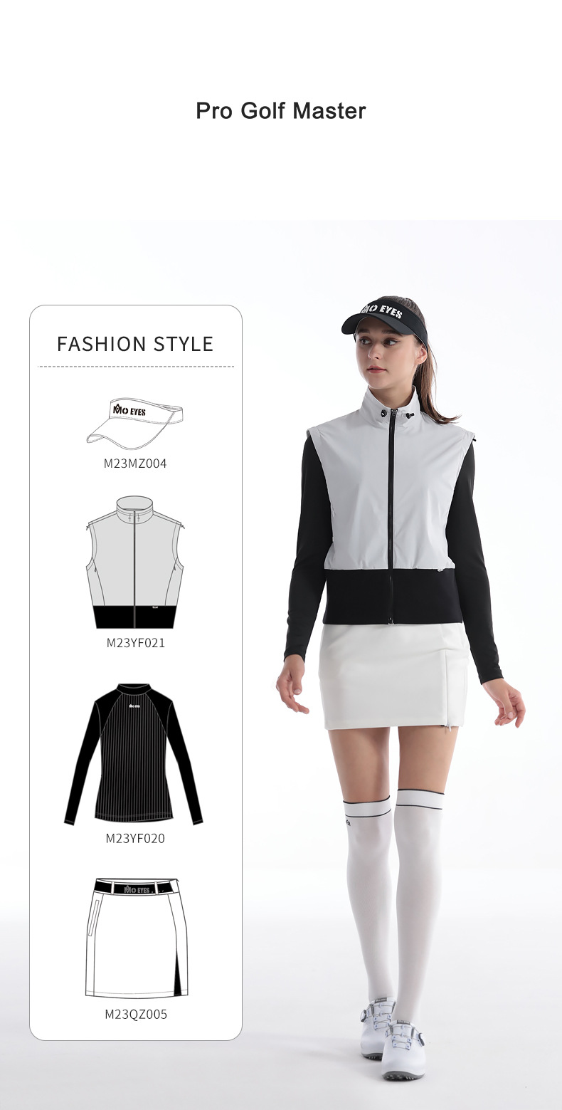 Áo gi lê golf nữ cổ đứng chống gió có khóa kéo — M23YF021-Vest màu xám nhạt, M23YF021-Áo vest trắng, M23YF021-Áo vest đen chi tiết 15