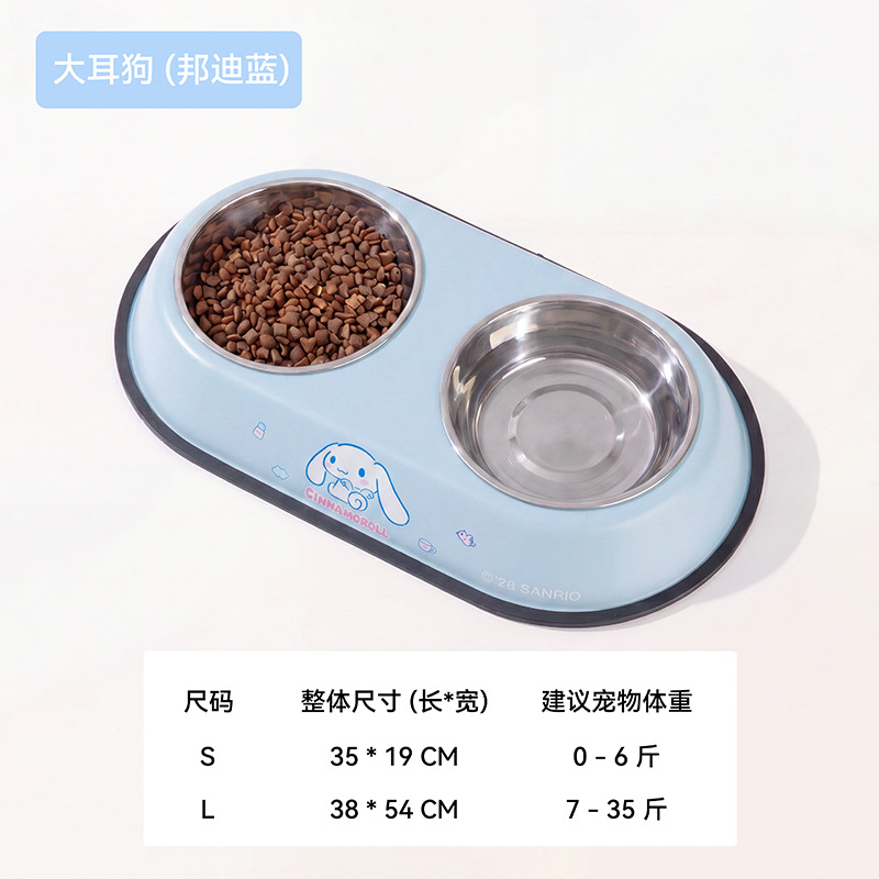 Sanliogou 304 acero inoxidable doble tazón para mascotas tazón para gatos tazón para perros tazón de arroz de agua y alimentos anti-derramamiento
