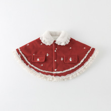 婴儿冬季防寒披肩斗篷女宝宝超洋气加绒加厚披风外穿抱衣挡风保暖