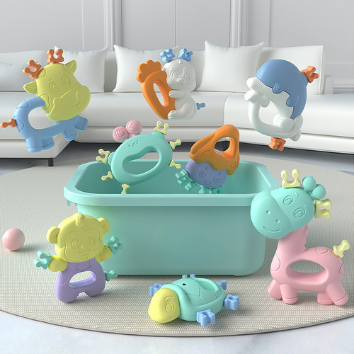 Baby and Toddler Teething Rings Rattles Set Toys for 0-1 Year Old Boys and Girls Soft Silicone Rattles