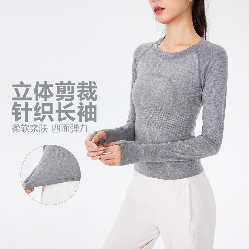 Yoga Wear Seamless Knitted 2.0 Sports Breathable Long-Sleeved Women's Fitness Running High-Elastic Quick-Drying Pilates Top T-Shirt Yoga Wear Seamless Knitted 2.0 Sports Breathable Long-Sleeved Women's Fitness Running High-Elastic Quick-Drying Pilates Top T-Shirt
