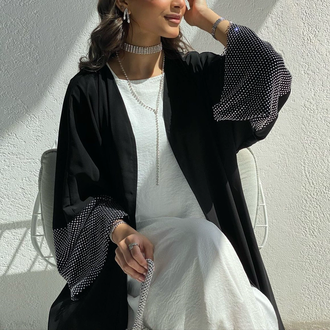 MQ085 Ближний Восток эксклюзивно для Super Ri Nidab Hot Selling Craccirt ABAYA мусульманское перекрестие эластичное бурение плащ