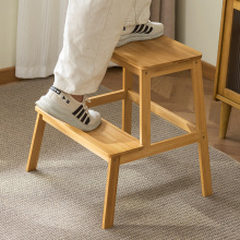 家用梯凳二层人字梯加厚实木梯椅凳子两用登高楼梯小梯子置物架