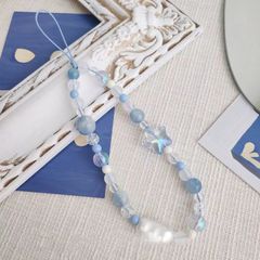 ins自製小眾藍色星海手機鏈條相機串珠炫彩手腕式拍立得包包掛鏈