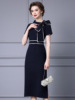 Bow design high waisted commuting slit wrap hip skirt for summer